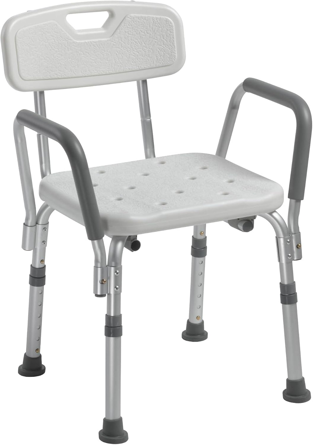 Drive Medical Premium Shower Chair with Back and Padded Arms, White