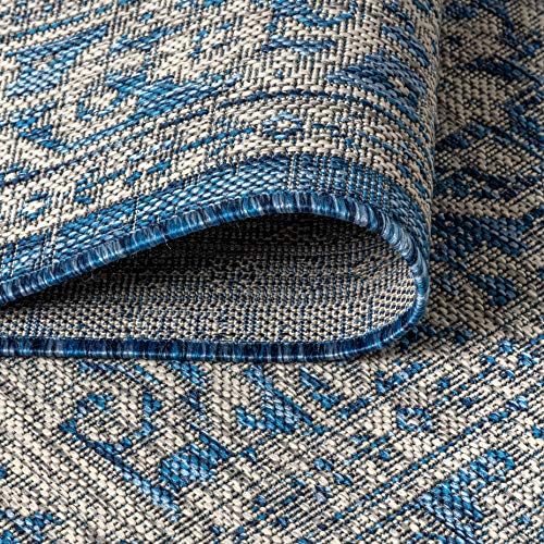 JONATHAN Y Medallion Weave Indoor Outdoor Area Rug 10X14 Navy/Gray, Sinjuri T...