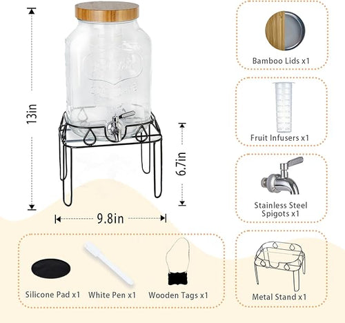 2 Gallon Glass Drink Dispenser - Image 2