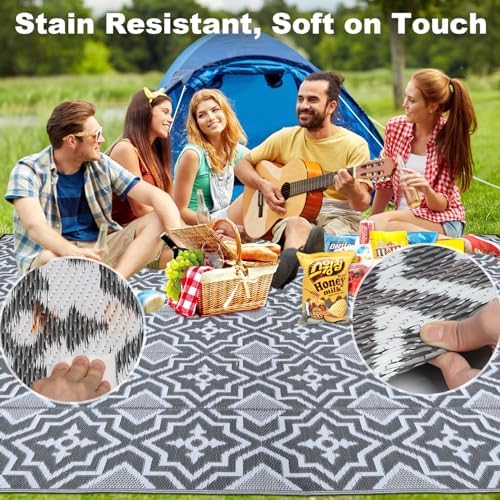 Alfolo Outdoor Rug for Deck 8x10 Waterproof,Outdoor Plastic Straw Camping Rug...