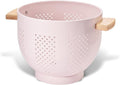 Metal Colander with Wood Handle and Stable Base, Powder Coated Steel Kitchen by Unknown