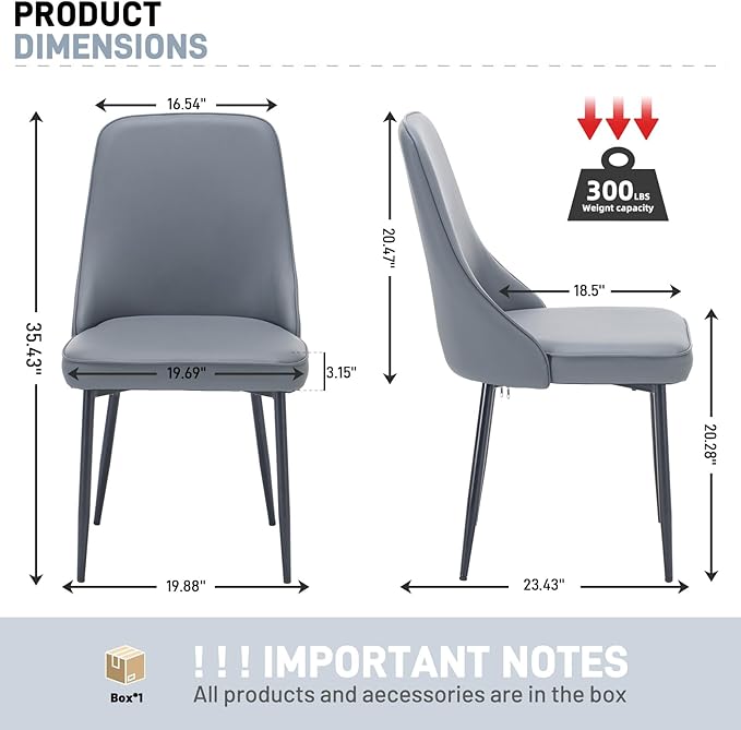 Modern Dining Chairs, Faux Leather Upholstered Dining Room Chair Kitchen Chai...