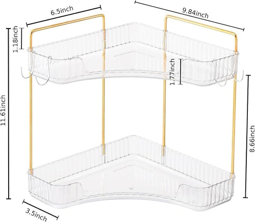 2-Tier Corner Bathroom Organizer Countertop - Image 2