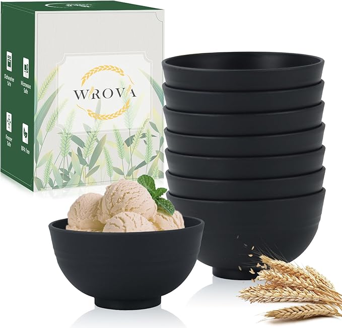 Wrova wheat straw snack bowls 10oz set of 8 by WROVA