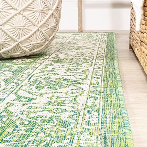 JONATHAN Y Weave Floral Indoor Outdoor Area Rug 4X6 Cream/Green, Tela Bohemia...