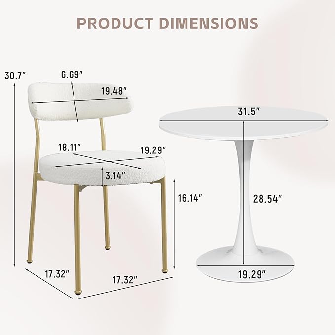 SoarFlash Kitchen Table and Chairs for 2, 31.5" Dining Table Set for 2 w...