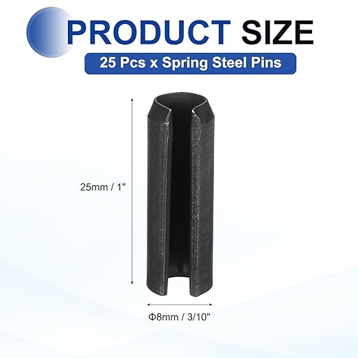 MECCANIXITY 25Pcs Slotted Split Roll Pins 3/10 Inch Dia. 1 Inch Length 65Mn - Image 2