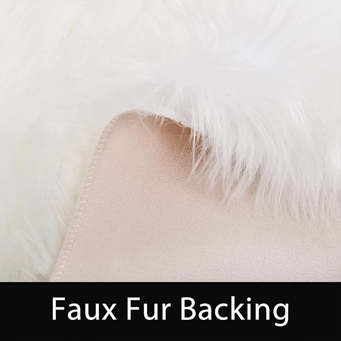 Latepis Runner Rugs for Hallway 2x8 White Faux Sheepskin Fur Rug Fluffy Shag - Image 3
