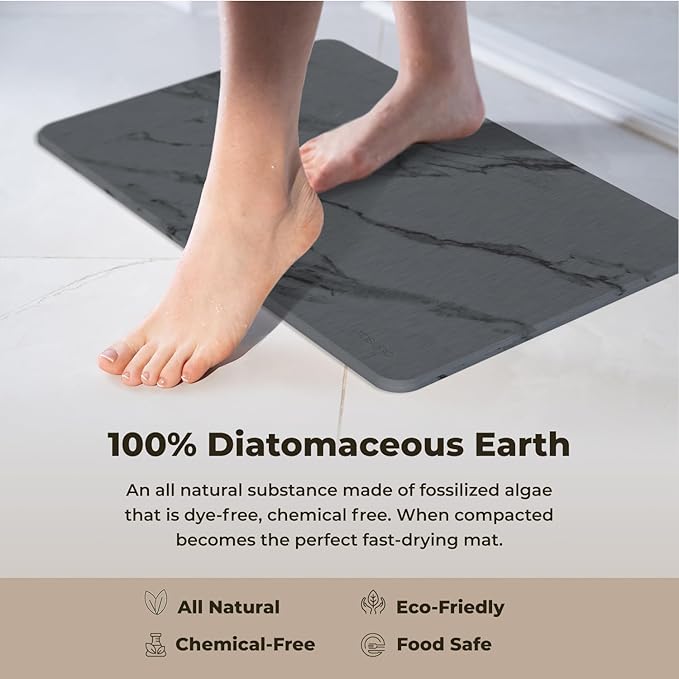 TOSORO - Stone Bath Mat Diatomaceous Earth Shower Mat Non-Slip Super Absorbent - Image 4