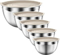 Mixing Bowls with Airtight Lids Set, Large Prep Metal Mixing Bowls by ZEENSUY