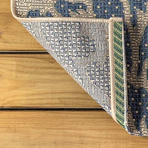 JONATHAN Y Floral Textured Weave Indoor Outdoor Area Rug 8X10 Navy/Green, Zin...