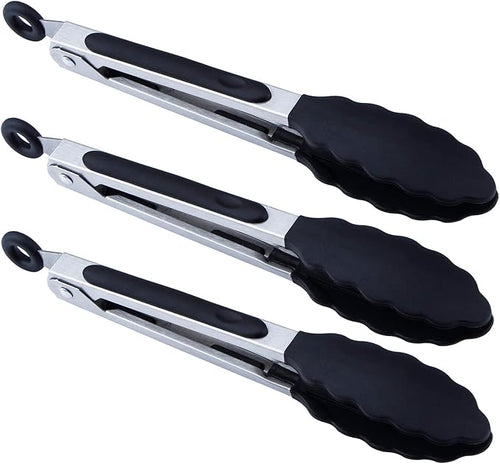 7 inch Cooking Tongs, MSY BIGSUNNY Set of 3 Mini Kitchen Tongs Silicone Serving by MSYBIGSUNNY