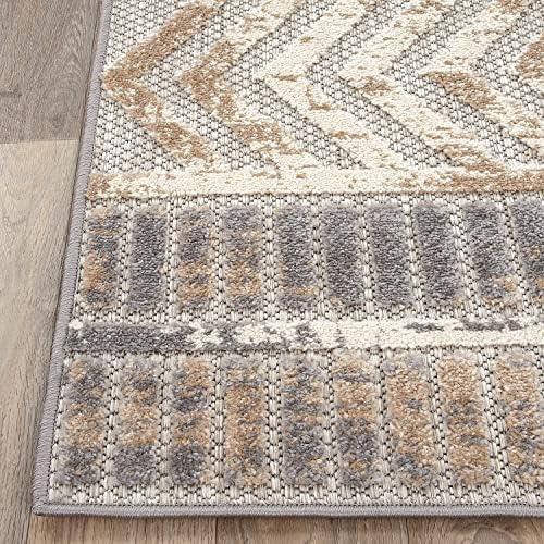 Rugshop Tribal Stripe Indoor/Outdoor Area Rug, Beige, 5' x 7'