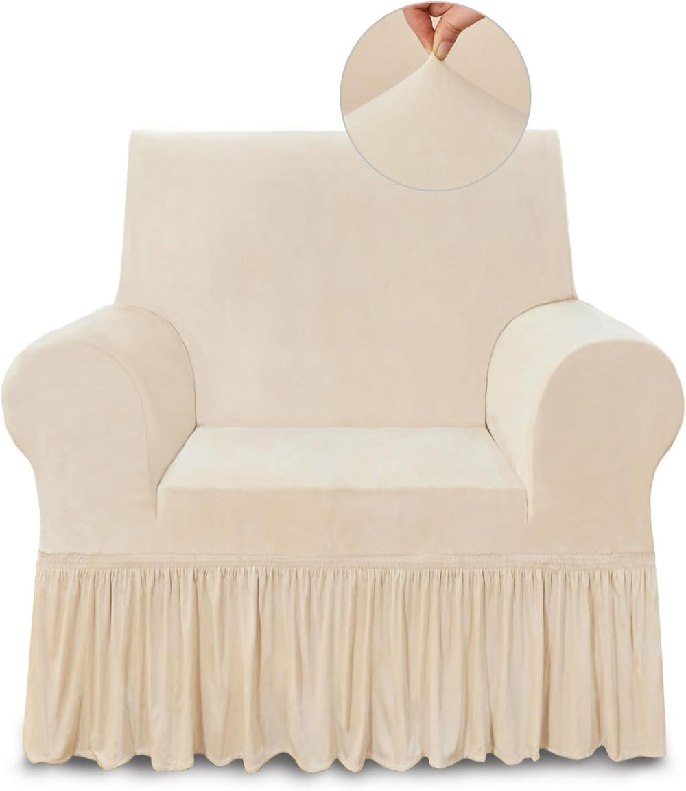 NICEEC Beige Armchair Covers Arm Chair Cover Armchair Slipcovers with Skirt