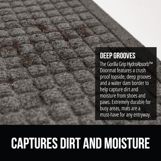 GORILLA GRIP® Ultra Absorbent Front Door Mat Outside Entrance, Traps Dirt and - Image 4