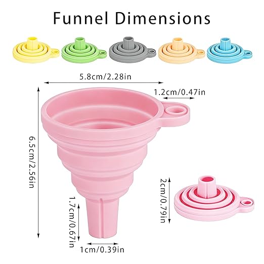 Douji 6PCS Silicone Collapsible Kitchen Funnel Set, Food Grade Silicone Funnels - Image 2