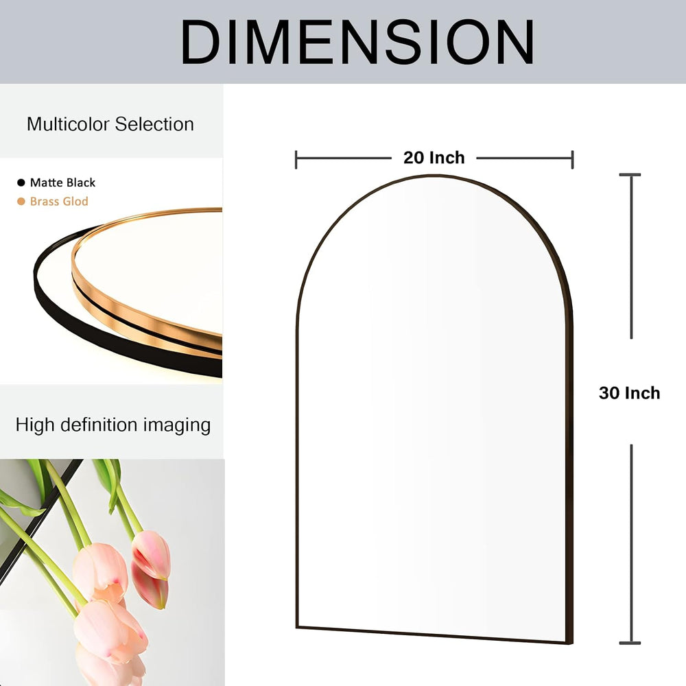 Wall Mounted Mirror, Arched Wall Mirror for Bathroom, 20"x30" Arch ...