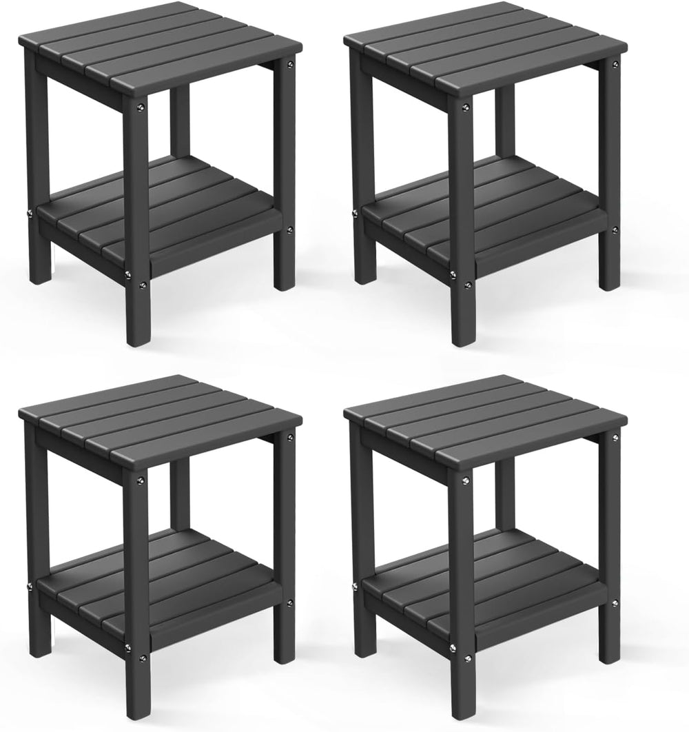 GREENVINES Adirondack-Outdoor-Side-Table | Set of 4 | 14 x 13 Inches | HDPE P...