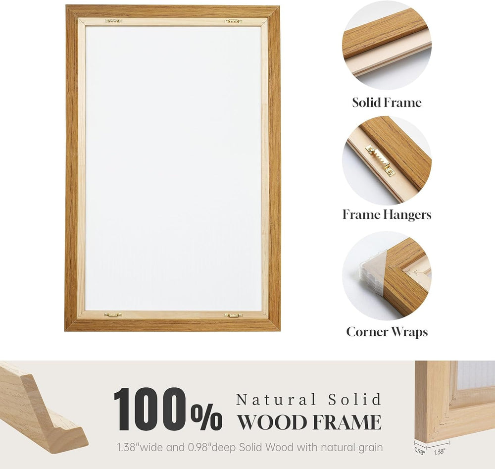 Framed Neutral Organic Abstract Canvas Wall Art for Dining Room, 30x30 Inch