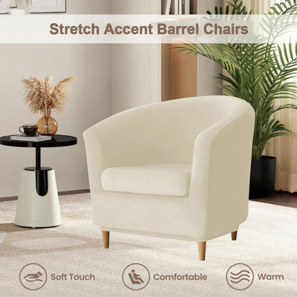 Velvet Club Chair Slipcover 2 Piece Swivel Barrel Chair Covers Slipcover Tub ...