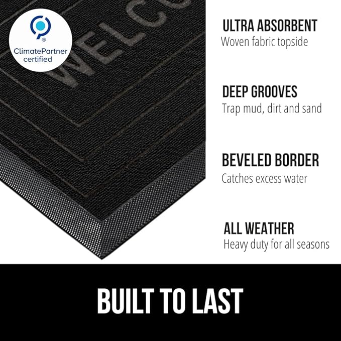 GORILLA GRIP 100% Waterproof All-Season WeatherMAX Doormat, US Designed Natural - Image 2