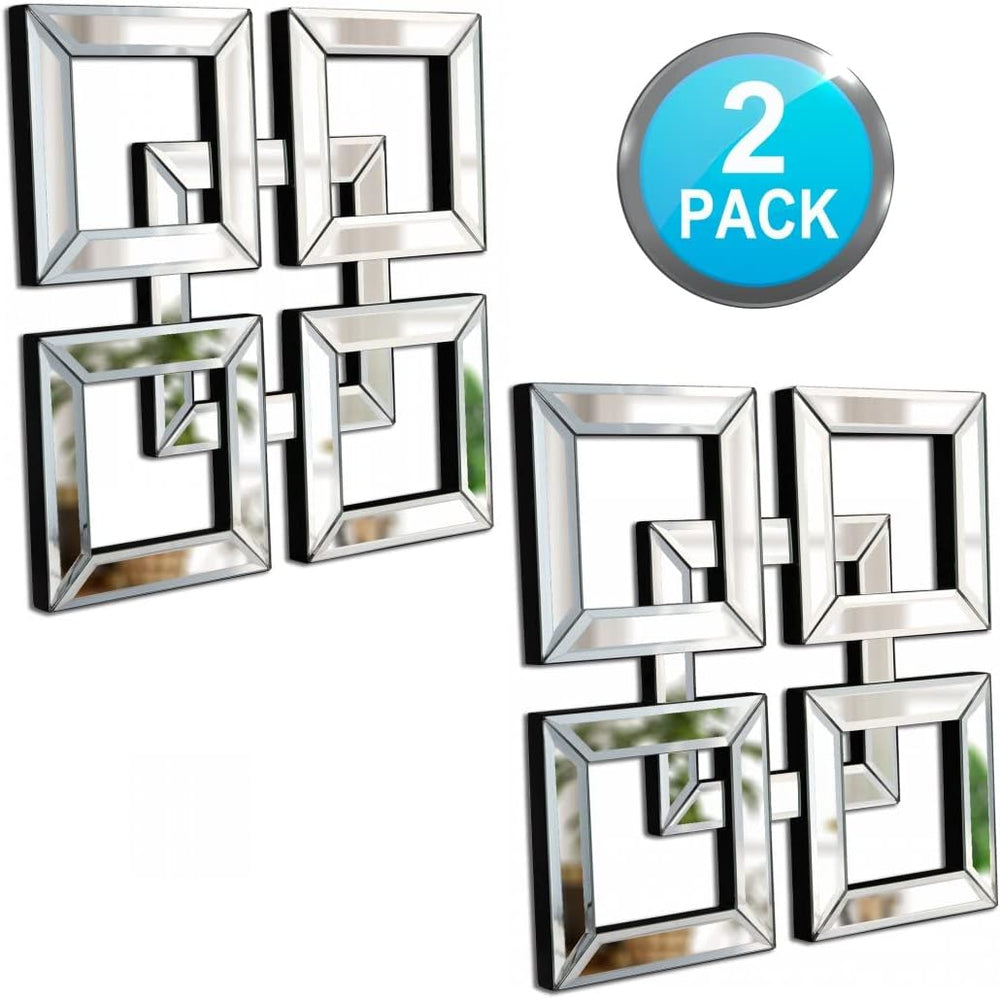 QMDECOR 2 Pack Silver Mirrored Wall Decor 12.2x12.2” Decorative Mirror Modern...
