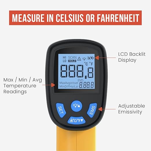 Chef Pomodoro Digital Oven Thermometer, Infrared Thermometer - Image 3