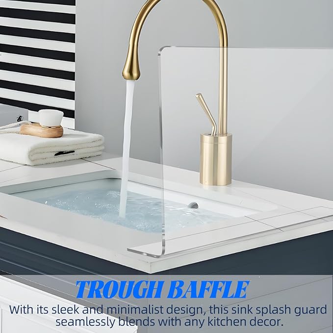 PRETYZOOM Acrylic Sink Water Splash Guard, 15.7x8 Inches Sink Splash Guards - Image 6