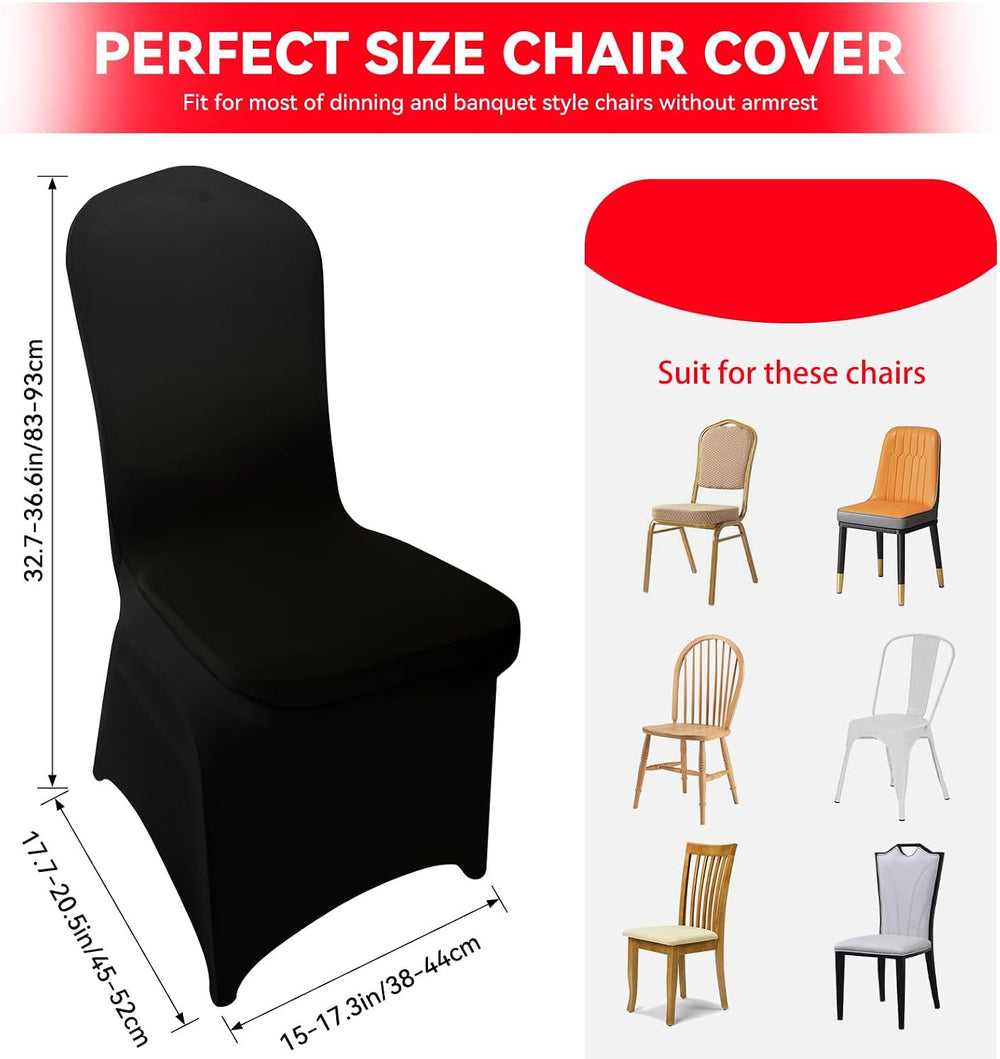 LIUJIAYI 30 Pcs Black Stretch Chair Covers - Premium Polyester Spandex Slipco...