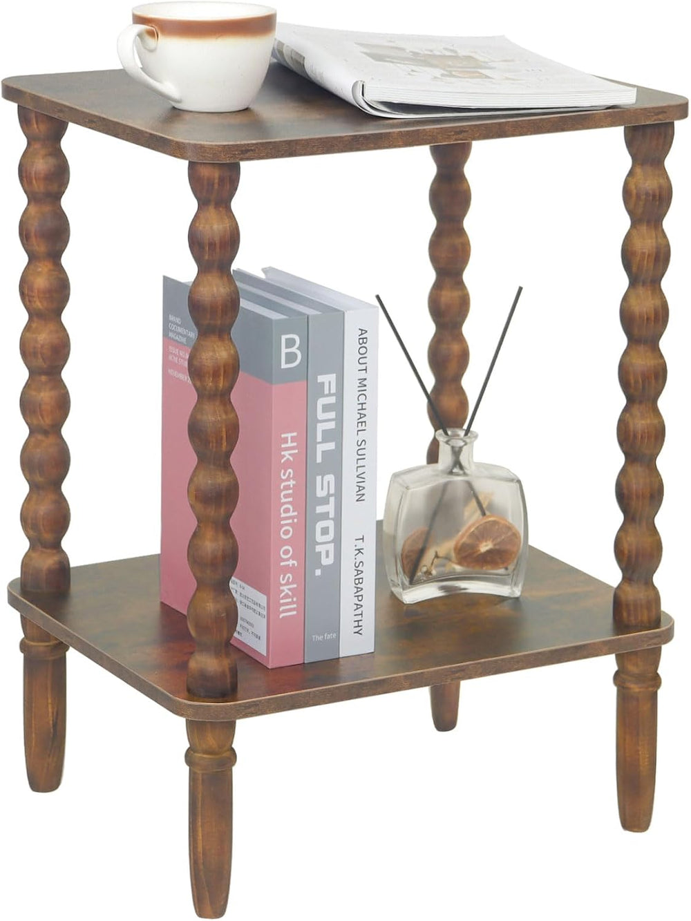 Side Table, Small End Table with Storage Shelf, 2-Tier Small Coffee Tables Li...