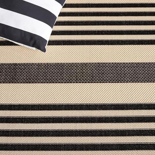 SAFAVIEH Courtyard Outdoor Area Rug 8x10, Large Black & Bone CY6062-216