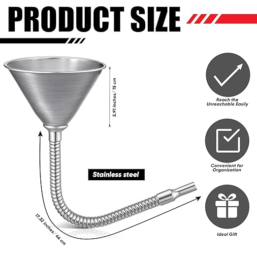 Blulu Set of 5 Stainless Steel Flexible Oil Funnels - Image 2