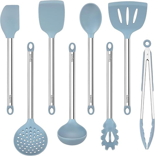 8PCS Kitchen Utensils Set, Vayvnt Heat Resistant Silicone Utensils Set by Vayvnt