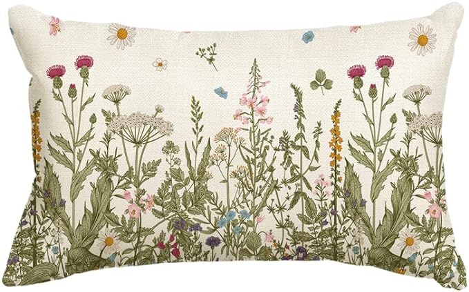 AVOIN colorlife Wildflowers Fall Throw Pillow Cover, 12 x 20 Inch Flower by AVOINcolorlife