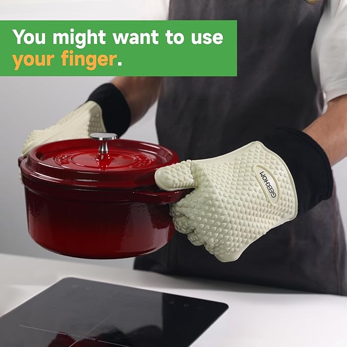 GEEKHOM BBQ Gloves Heat Resistant Oven Mitts - Image 5