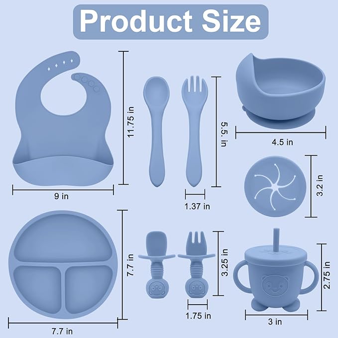 Silicone Baby Feeding Set | Baby Led Weaning Supplies Includes Suction Bowls - Image 6