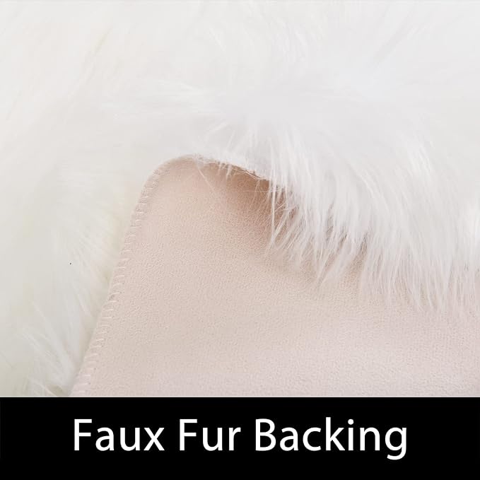 Latepis White Runner 2x6 Faux Sheepskin Fluffy Rug Furry Plush Rugs Faux Fur - Image 4