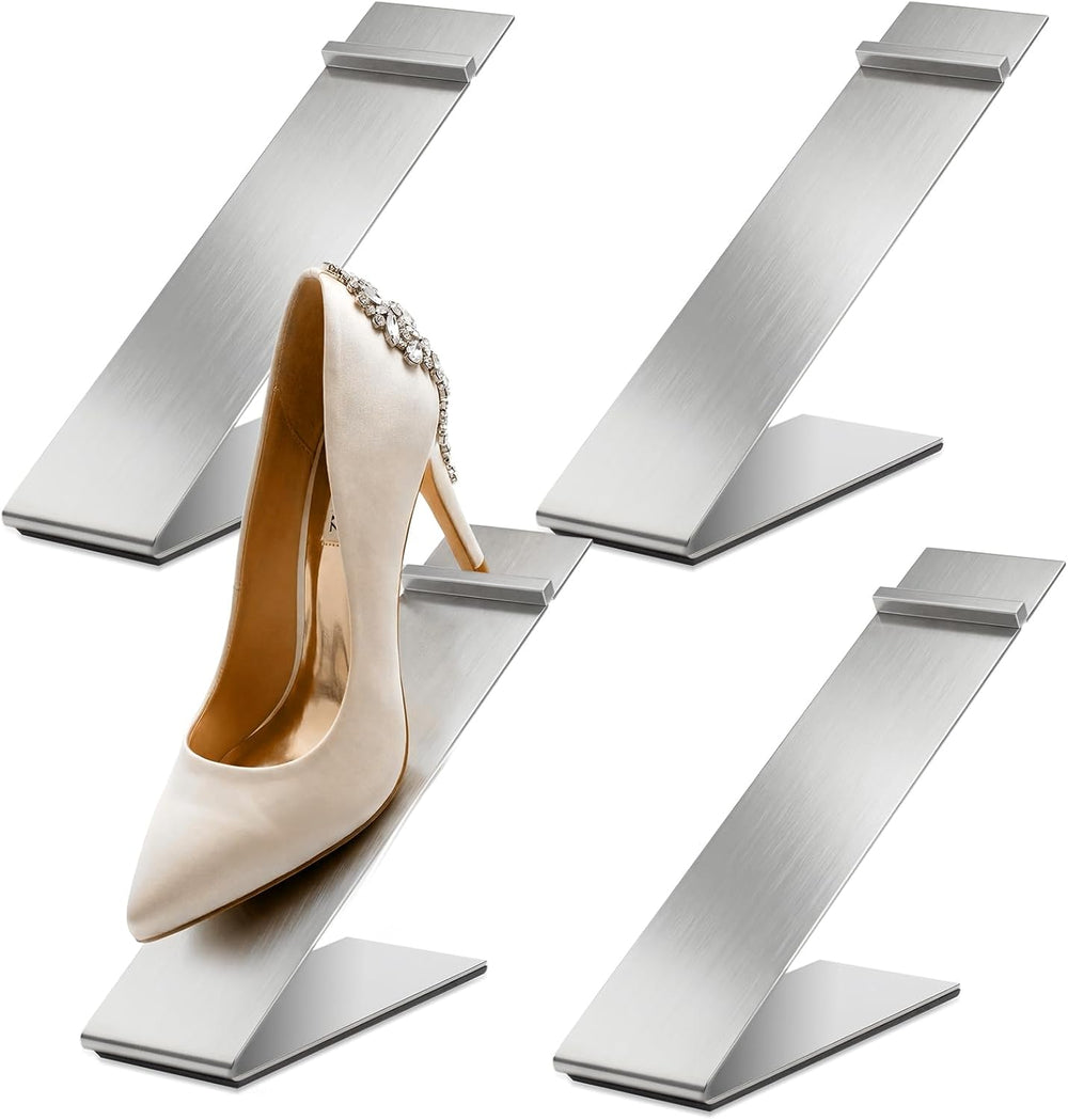 Therwen 4 Pcs Gold Shoe Display Stand Shoe Rack Stainless Steel Golden Metal ...