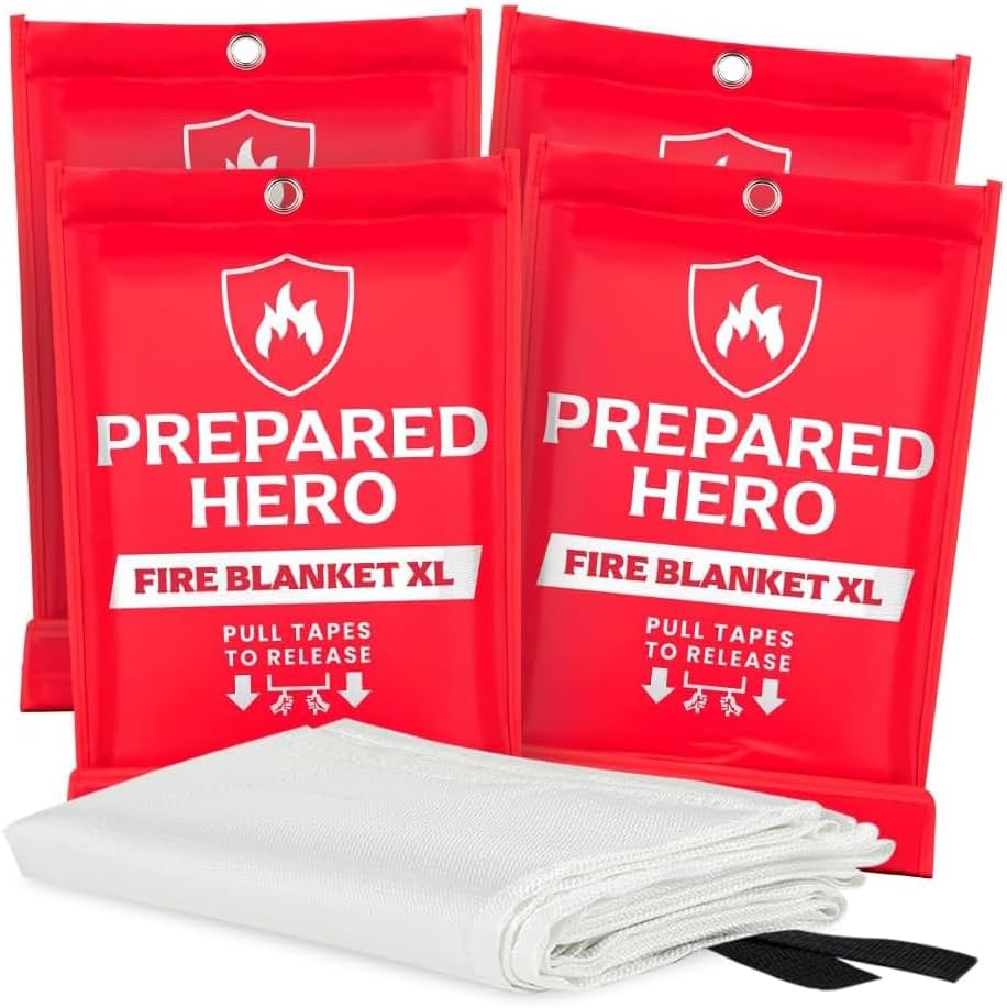 Prepared Hero Emergency Fire Blanket XL, Kitchen & Home, 47 x 71 in, 4 Pack