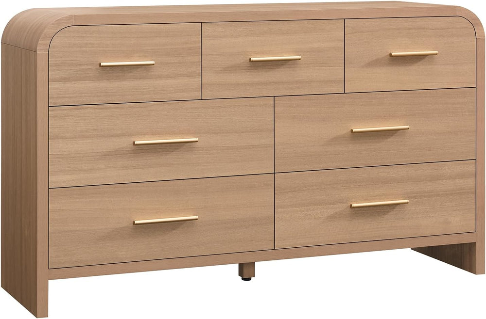 Curved Drawer Dresser for Bedroom with 7 Drawers, 54'' Wide Chest of ...