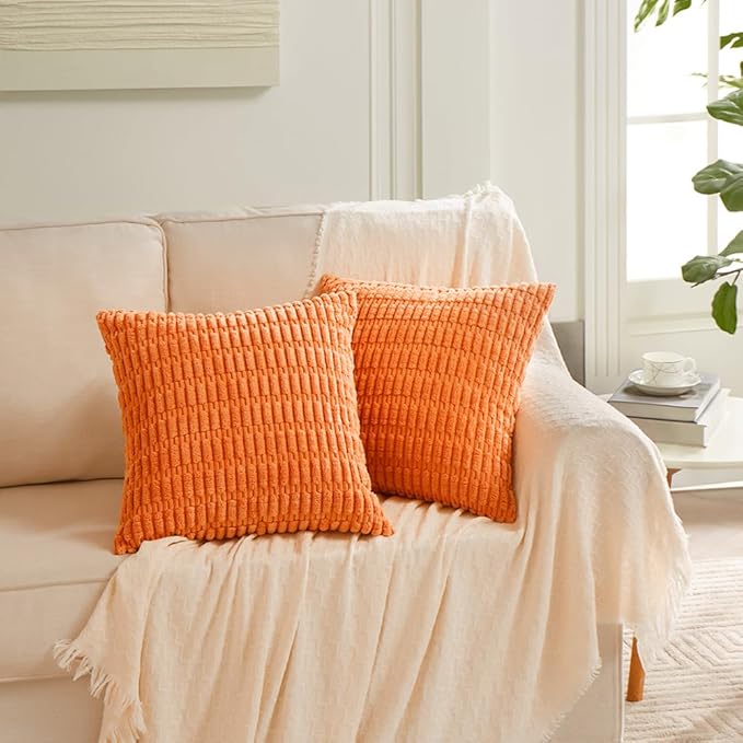 Fancy Homi 4 Packs Orange Fall Decorative Throw Pillow Covers 20x20 Inch - Image 6