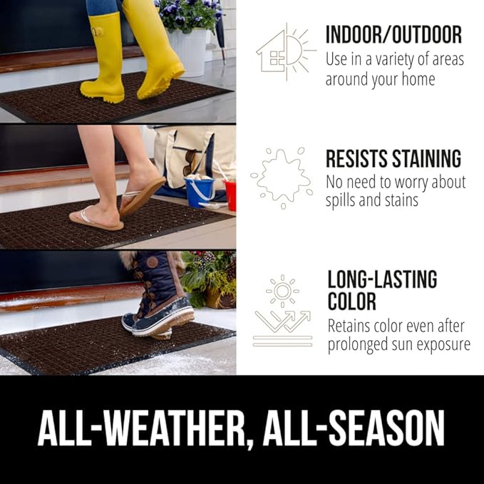 GORILLA GRIP 100% Waterproof All-Season WeatherMAX Doormat US Designed Natural - Image 3