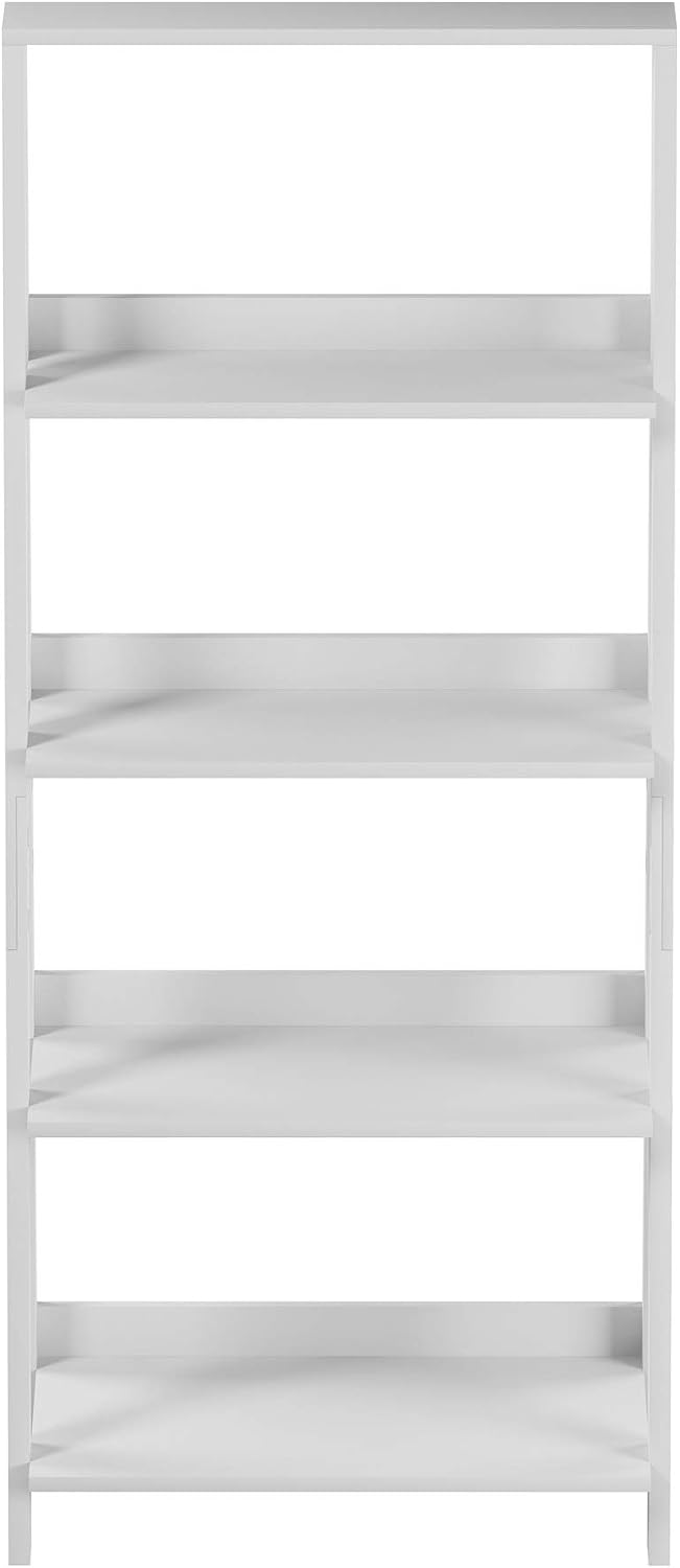 4-Tier Ladder Bookshelf - Freestanding Shelved Bookcase with X-Back Frame and...
