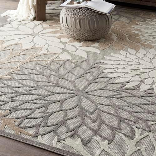 Nourison Home Aloha Natural 7' x 10' Area Rug - Easy Clean, Non Shedd...