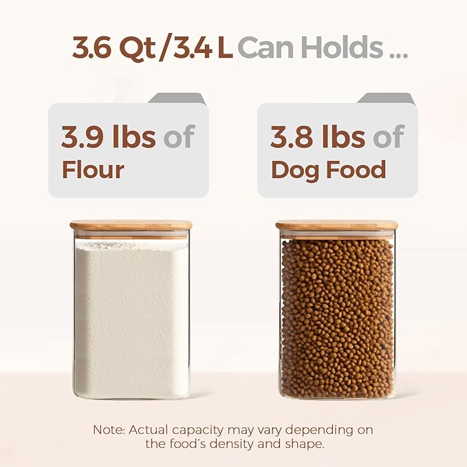 ComSaf 3.6 Qt Glass Food Storage Containers Set of 2, Large Storage Containers