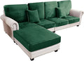 Couch Cover 4-Piece Elastic Velvet Couch Cushion Covers & Chaise Slipcovers by Taque