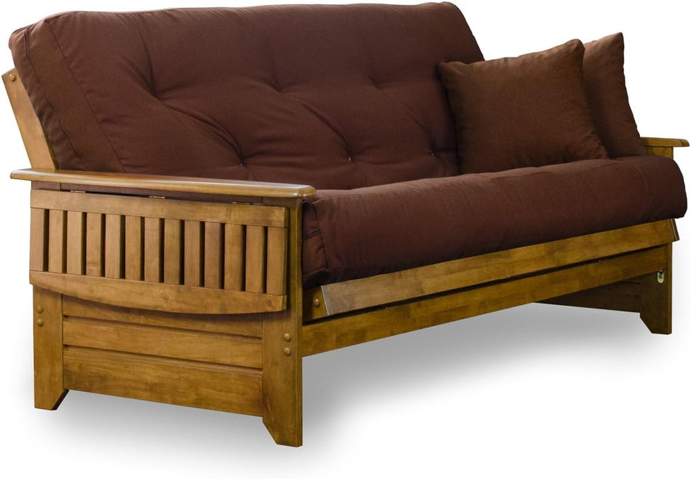 Nirvana Futons Brentwood Tray Arm Futon Sofabed Set - Queen Frame, 8" Mi...