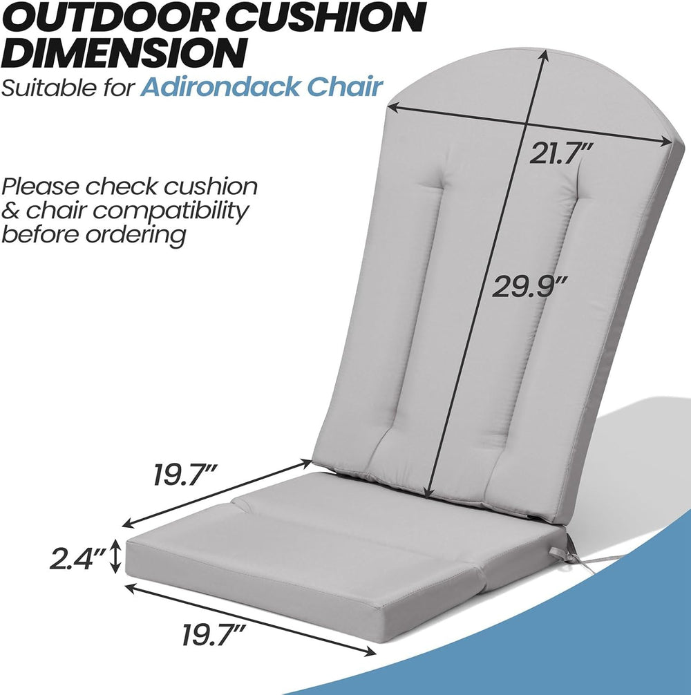 50x19.6 In Adirondack Chair Cushion Set of 2, Outdoor Chair Cushion