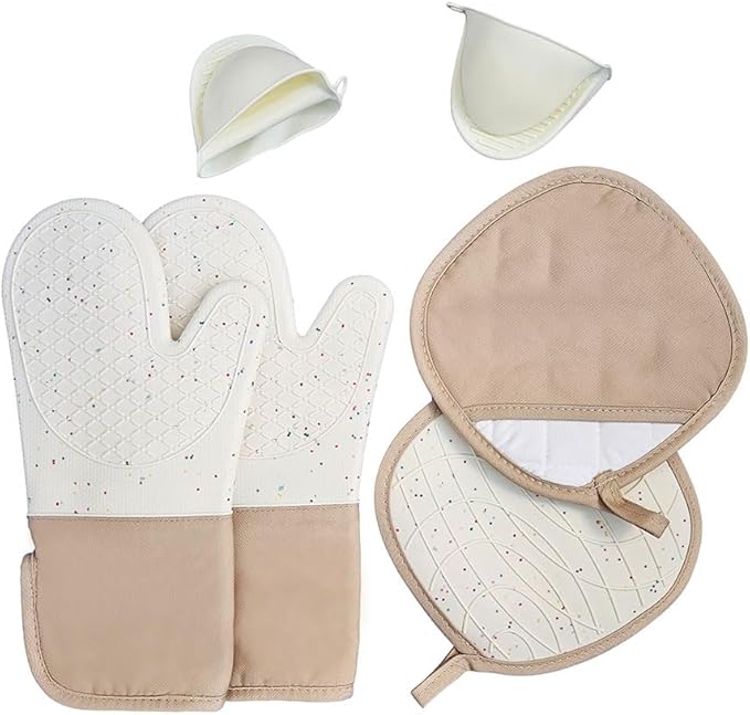 6-Piece Set Silicone Oven Mitts Cooking BBQ Gloves Non-Slip Heat Resistant Soft by Unknown