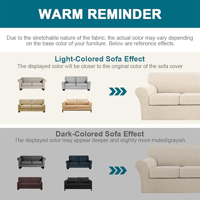 Turquoize 3 Piece Sofa Covers for 2 Cushion Couch Sofa Slipcover Soft Couch - Image 6